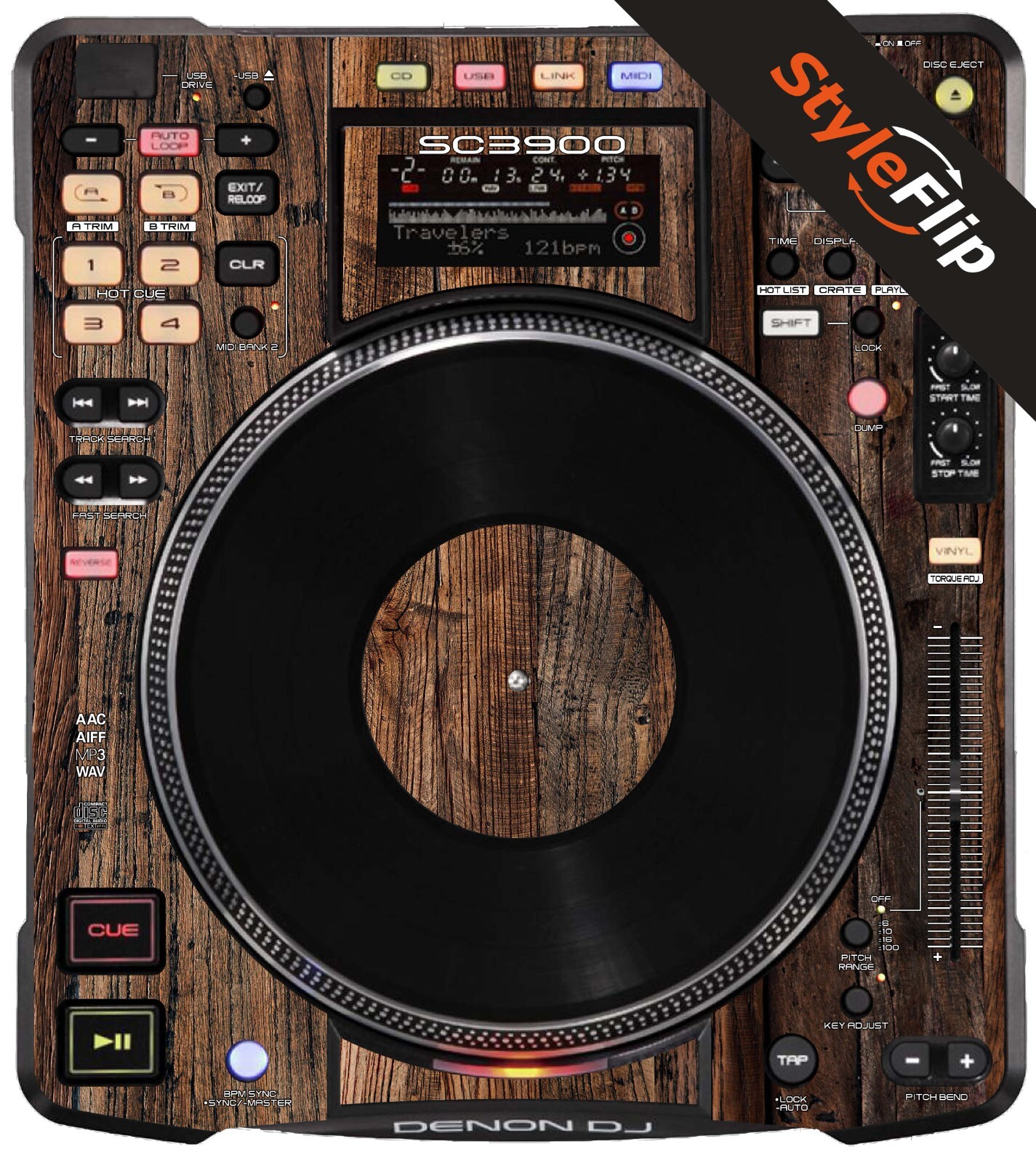 Denon SC3900 | Wood 3 | Protective Decal | StyleFlip Skins