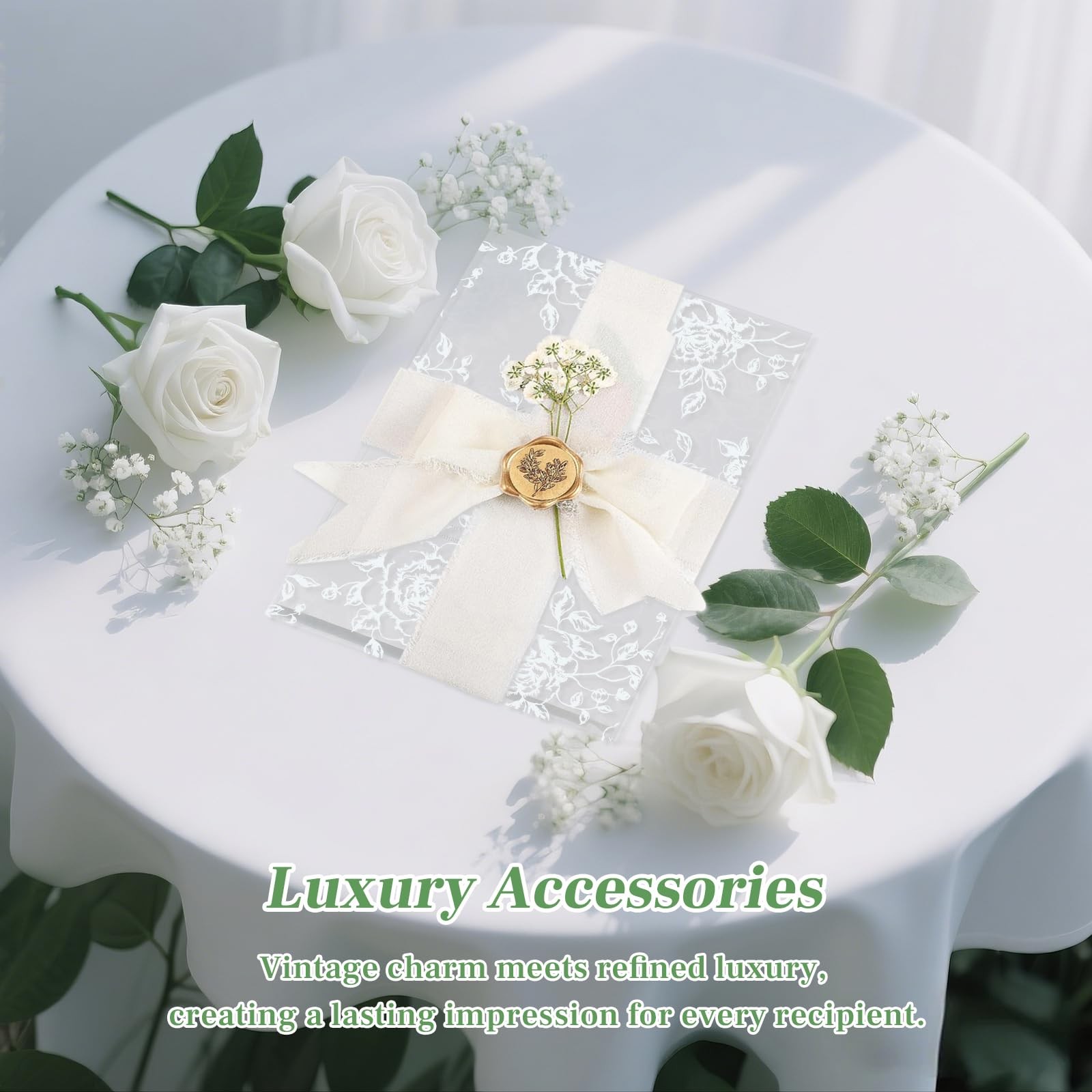 Wedding Invitation Accessories Kit, Pre-Folded Vellum Jackets for 5×7 Invitat...