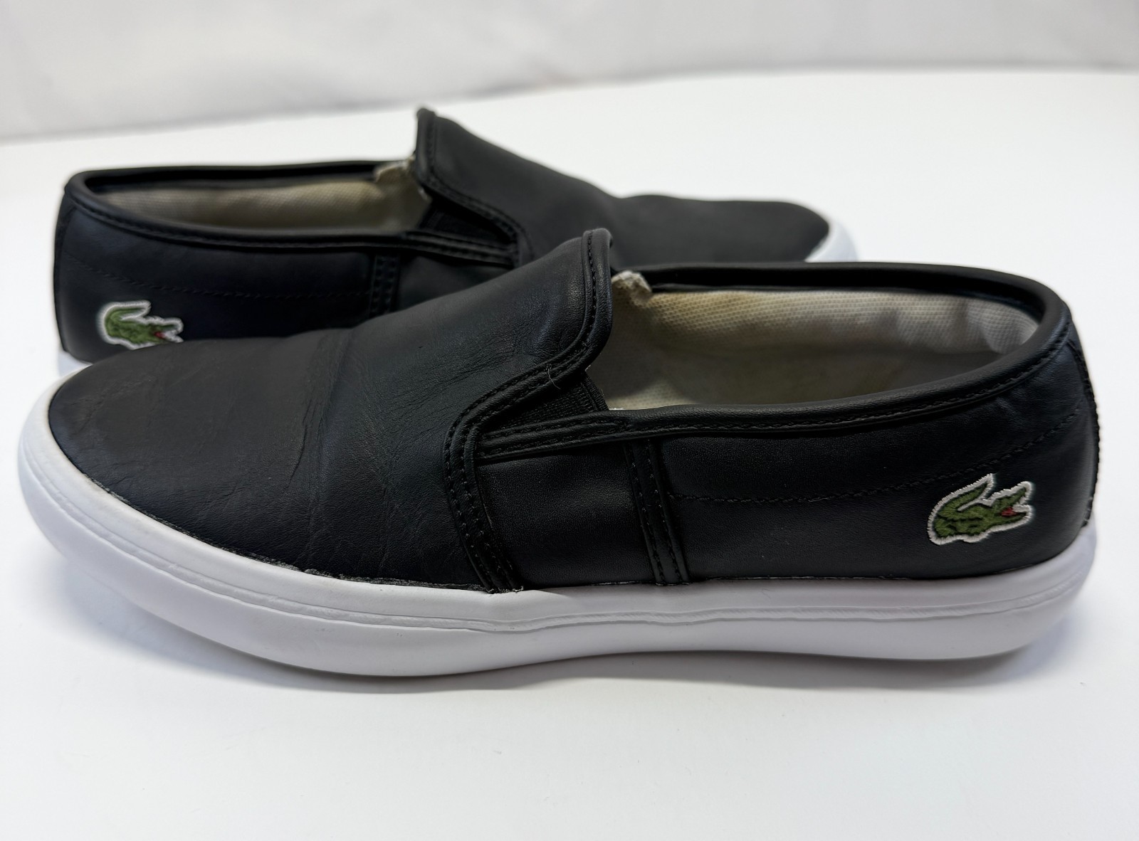 Lacoste Tatalya 119 2 P CFA Womens US 5.5 Sneakers Black Leather Slip On Shoes