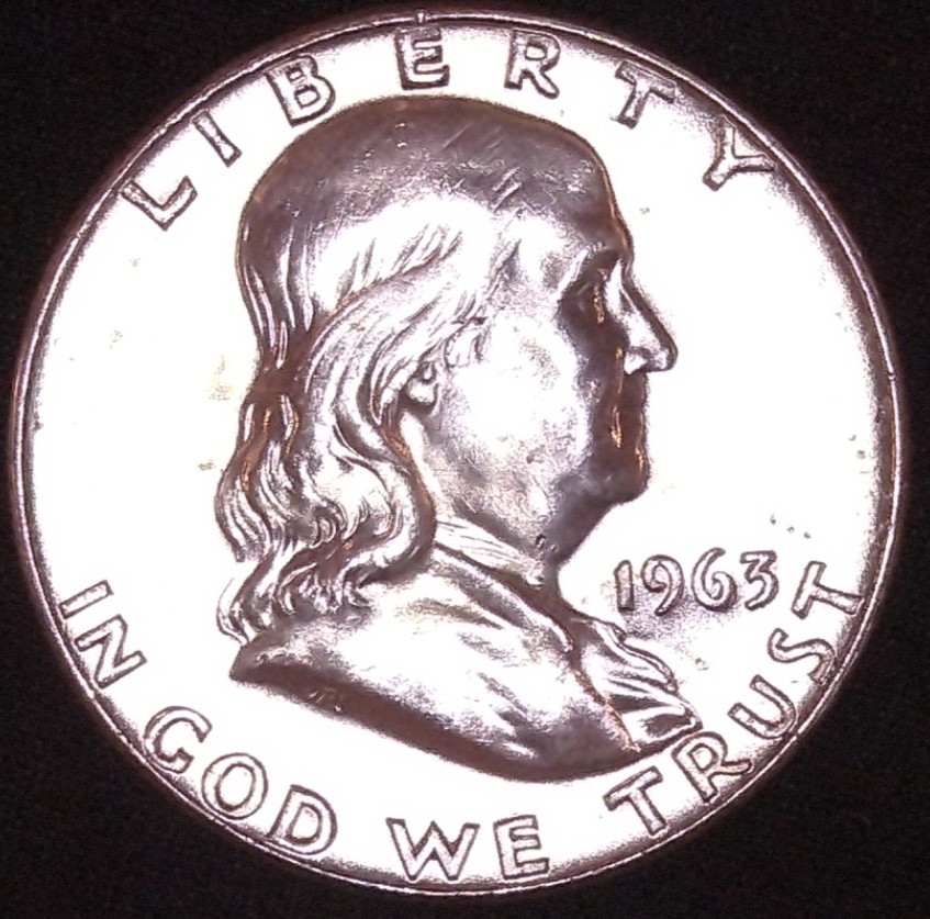 1963-D FRANKLIN SILVER HALF DOLLAR 50C , UNCIRCULATED