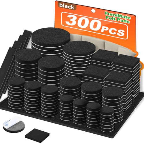 Felt Furniture Pads 300 Pieces, Furniture Pads for Hardwood 300pcs Black New