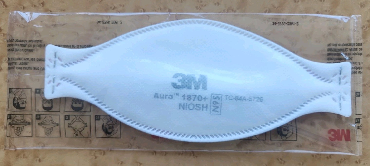3M Aura 1870+ N95 Masks, INDIVIDUAL PACKAGING LOT/10