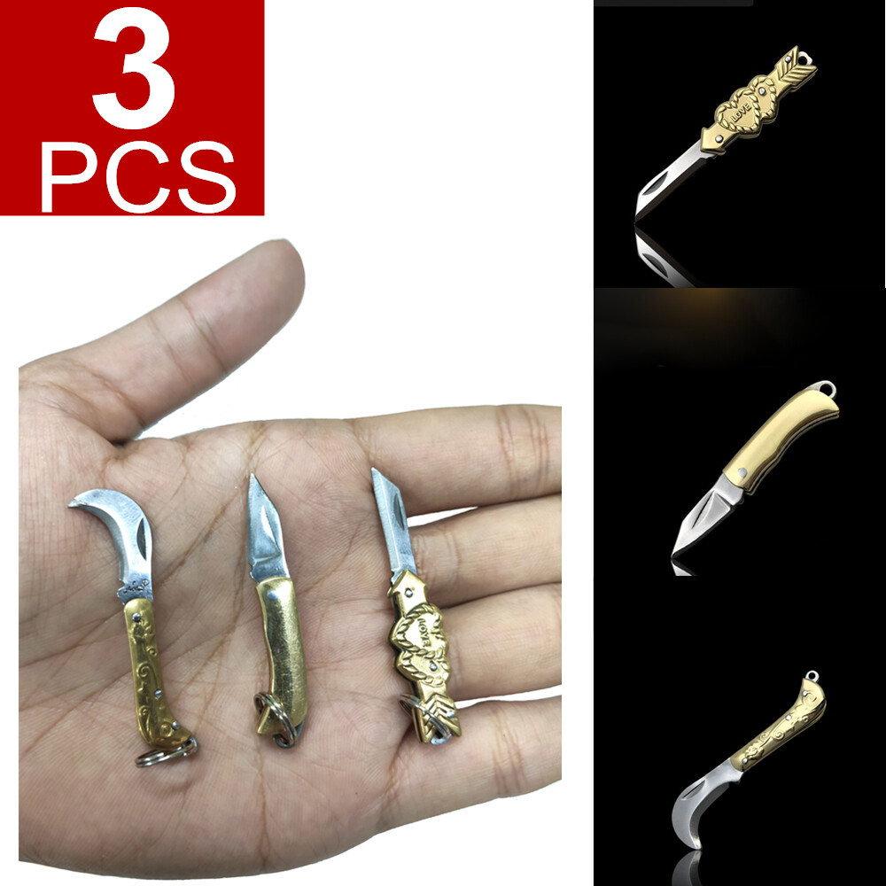 3pcs Outdoor Mini Folding Knife Keyring Small Pocket Keychain Men Gift Key Tools