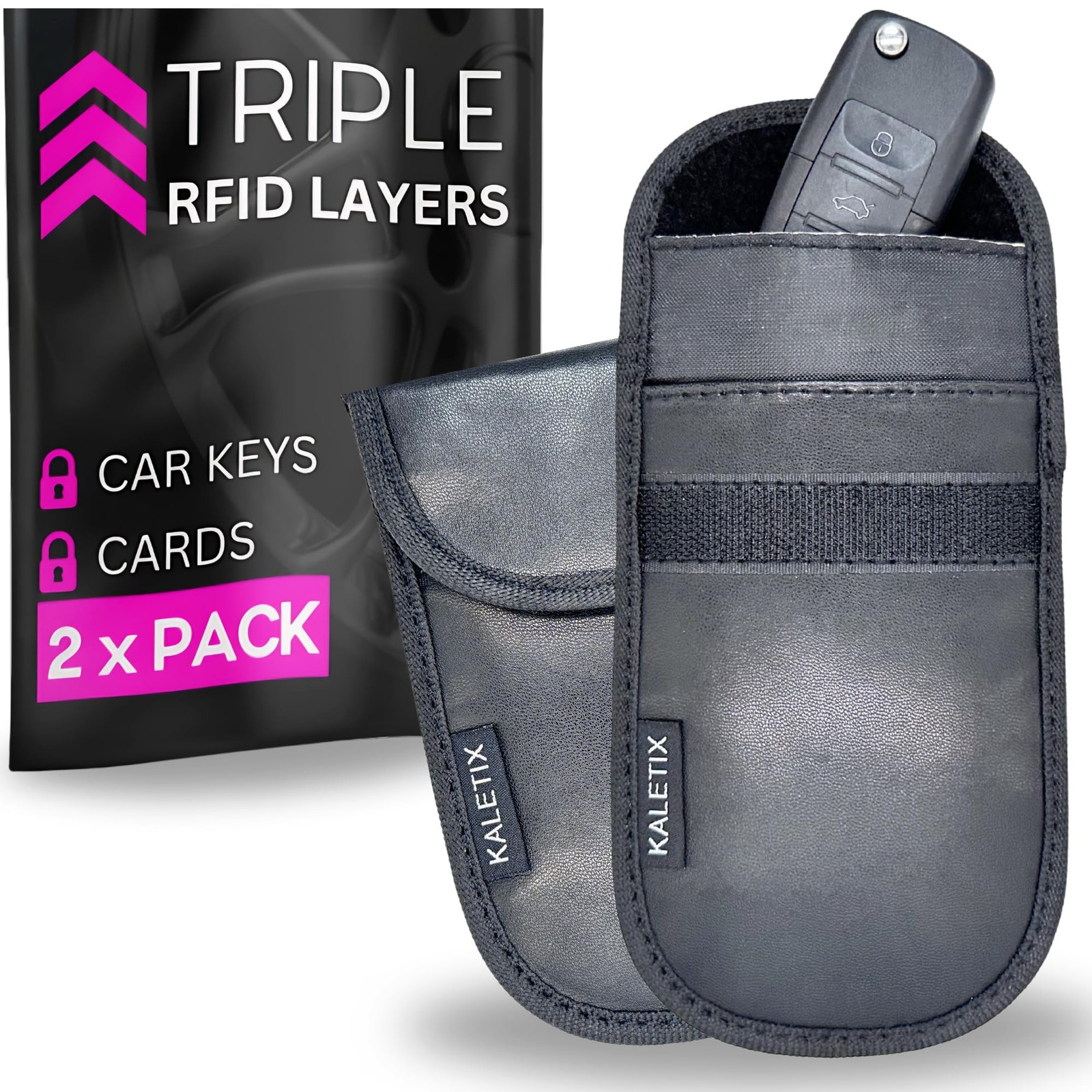 2 x Triple Layer RFID Signal Blocking Key Pouches | Faraday Bag for Car Keys ...