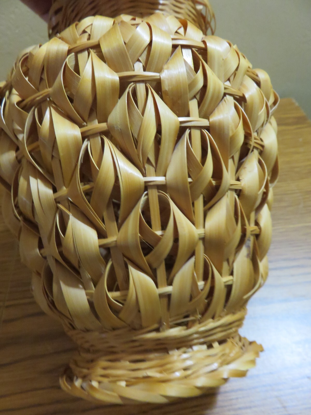Woven Boho Style Basket Vase or Urn WICKER 8" TALL