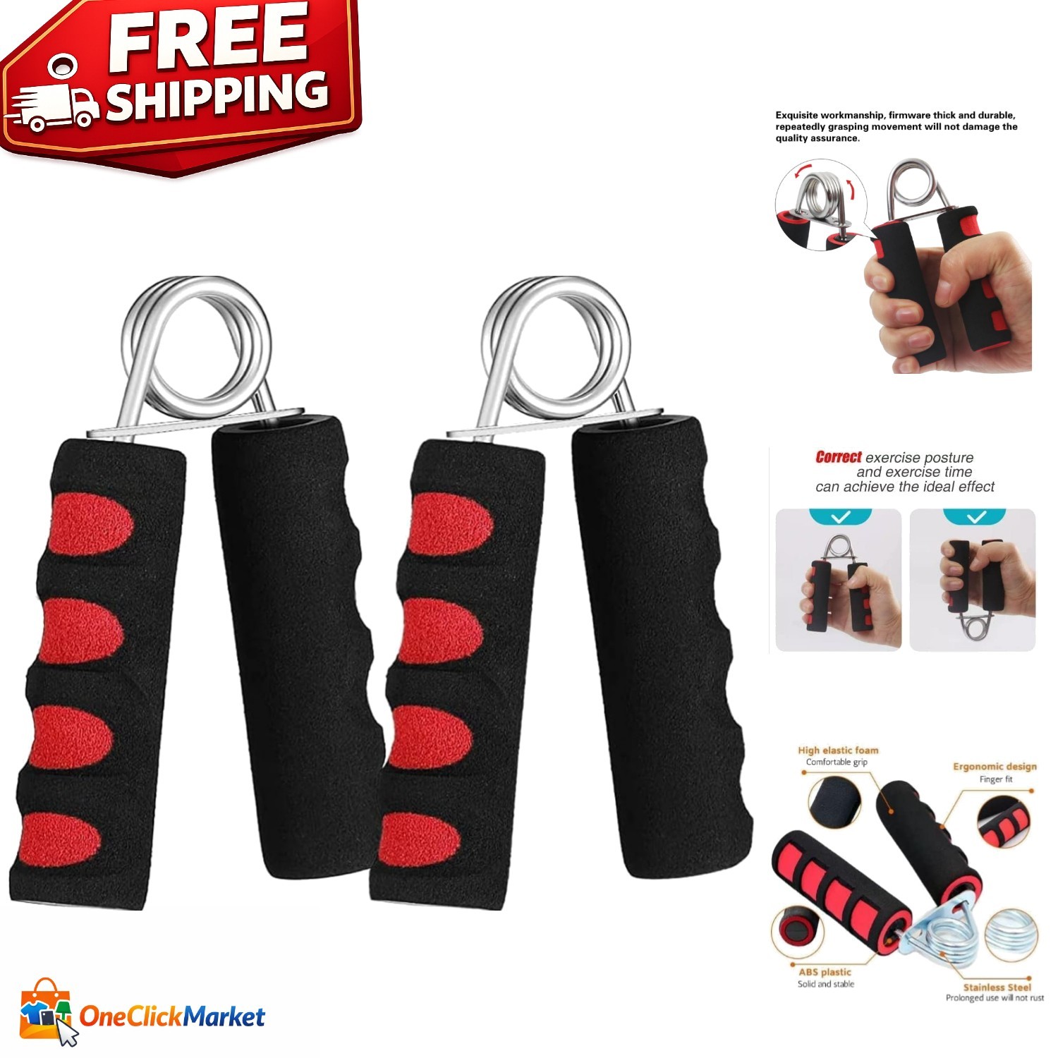 2 Pack Hand Grip Strengthener - Soft Foam Exerciser for Enhanced Grip Strength