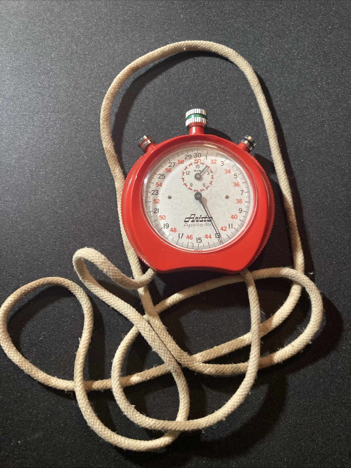 Aristo Apollo 414 Mechanical Stopwatch Swiss Made Red Vintage Space Era See Vid