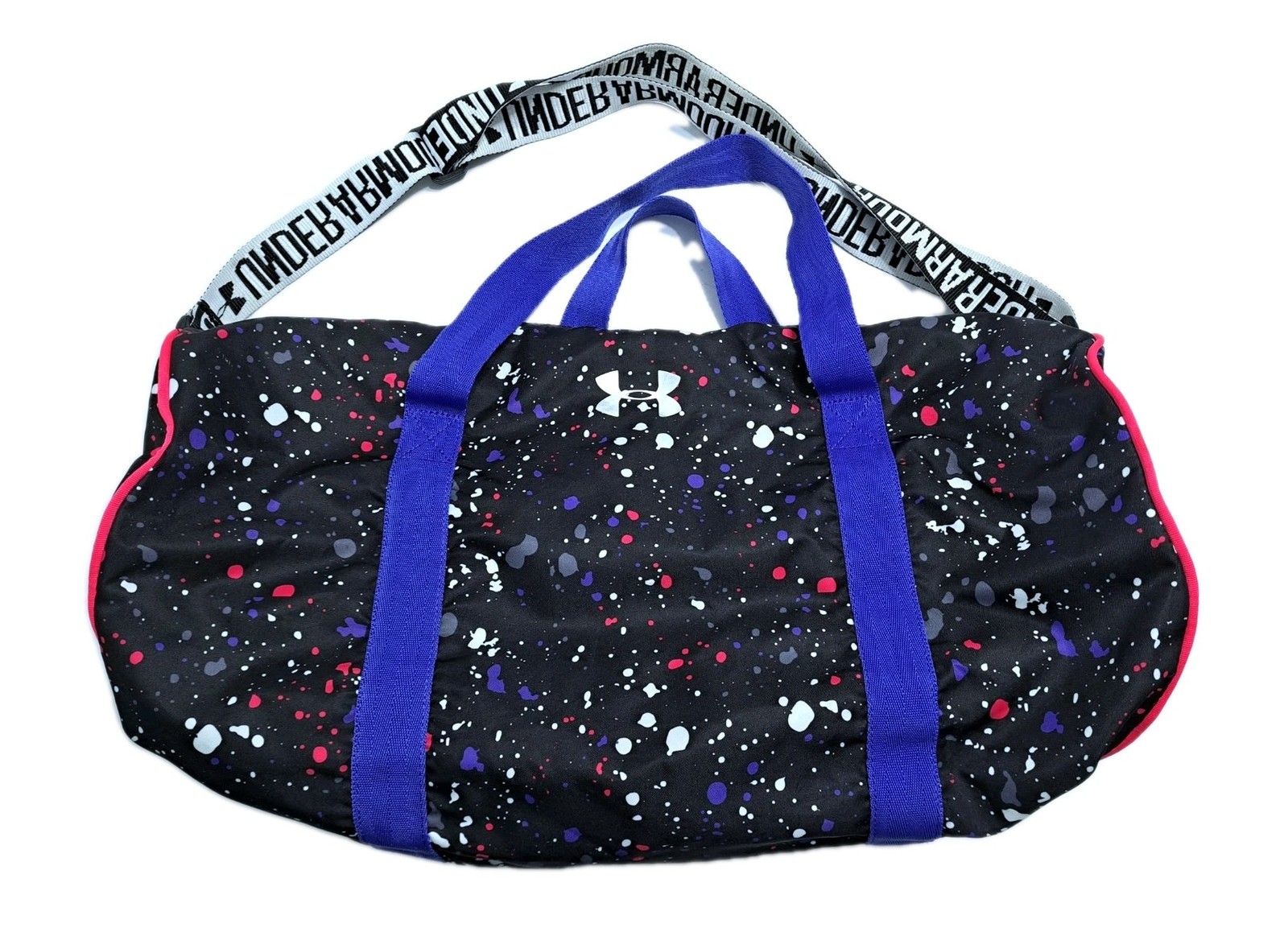 Under Armour Paint Splatter Duffel Gym Travel Weekend Black Womens Yoga Bag