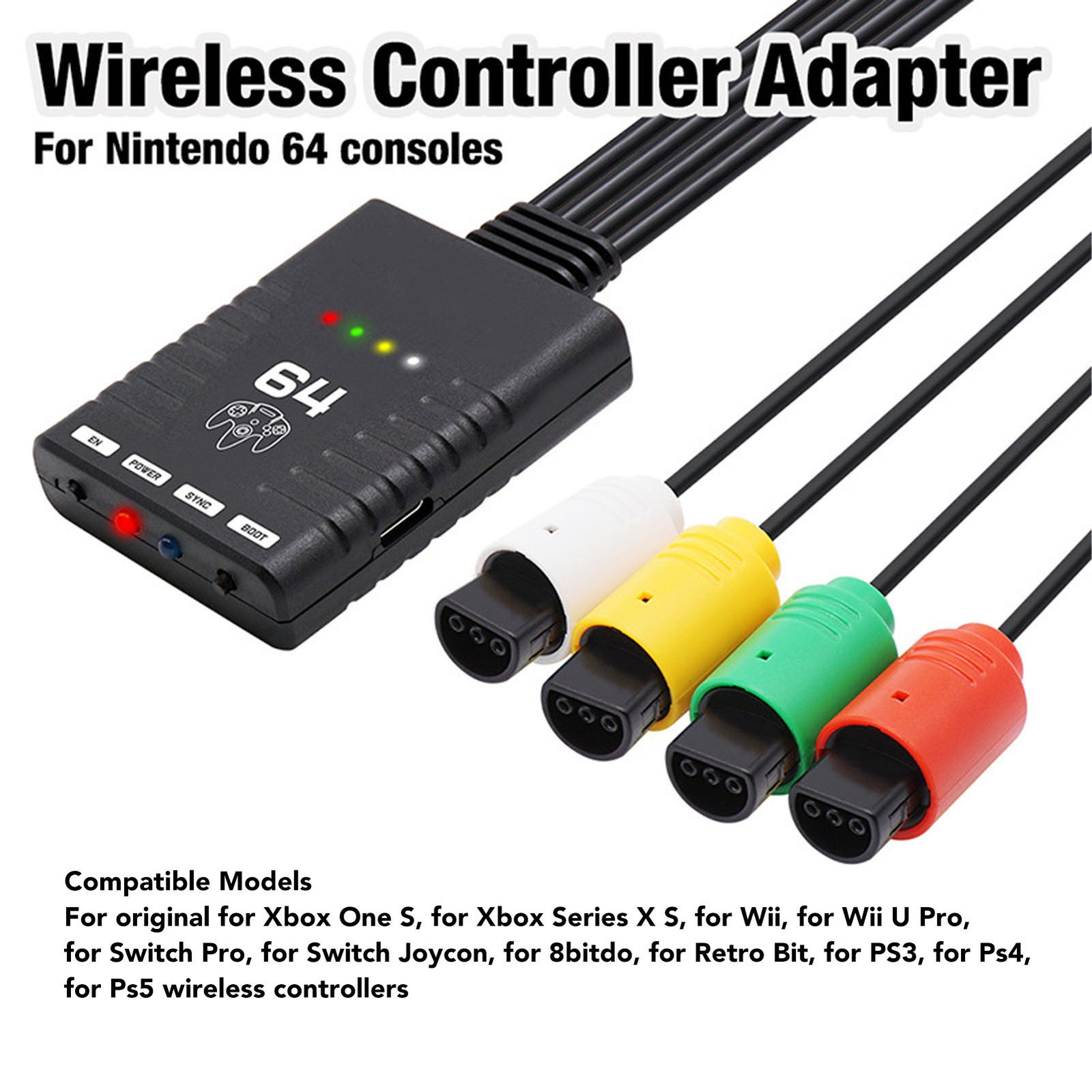 ｀Wireless Controller Adapter Support 4 Player BT Controller Converter For N64