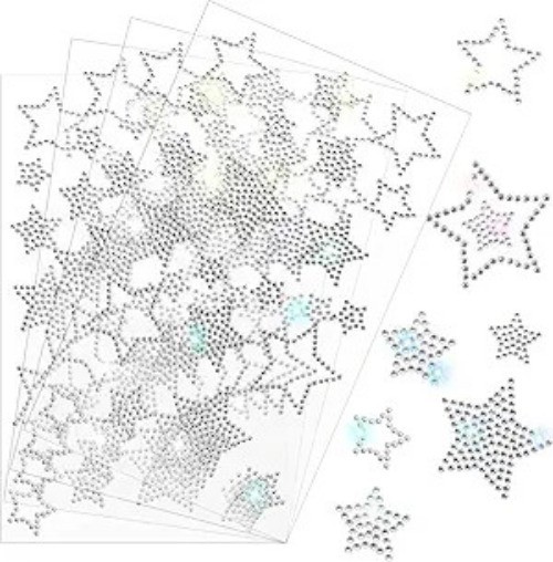 Self Adhesive Glitter Rhinestone Star Stickers, 4 Sheets for Christmas Holiday W