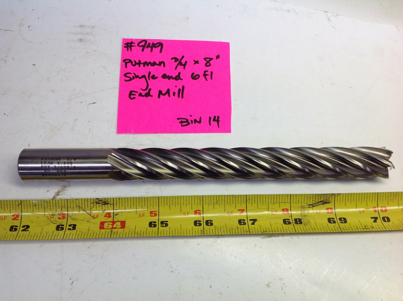 Putman Single End 3/4 x 8" H.S. Lead 4.145 U.S.A. 6FL End Mill (#949-14)