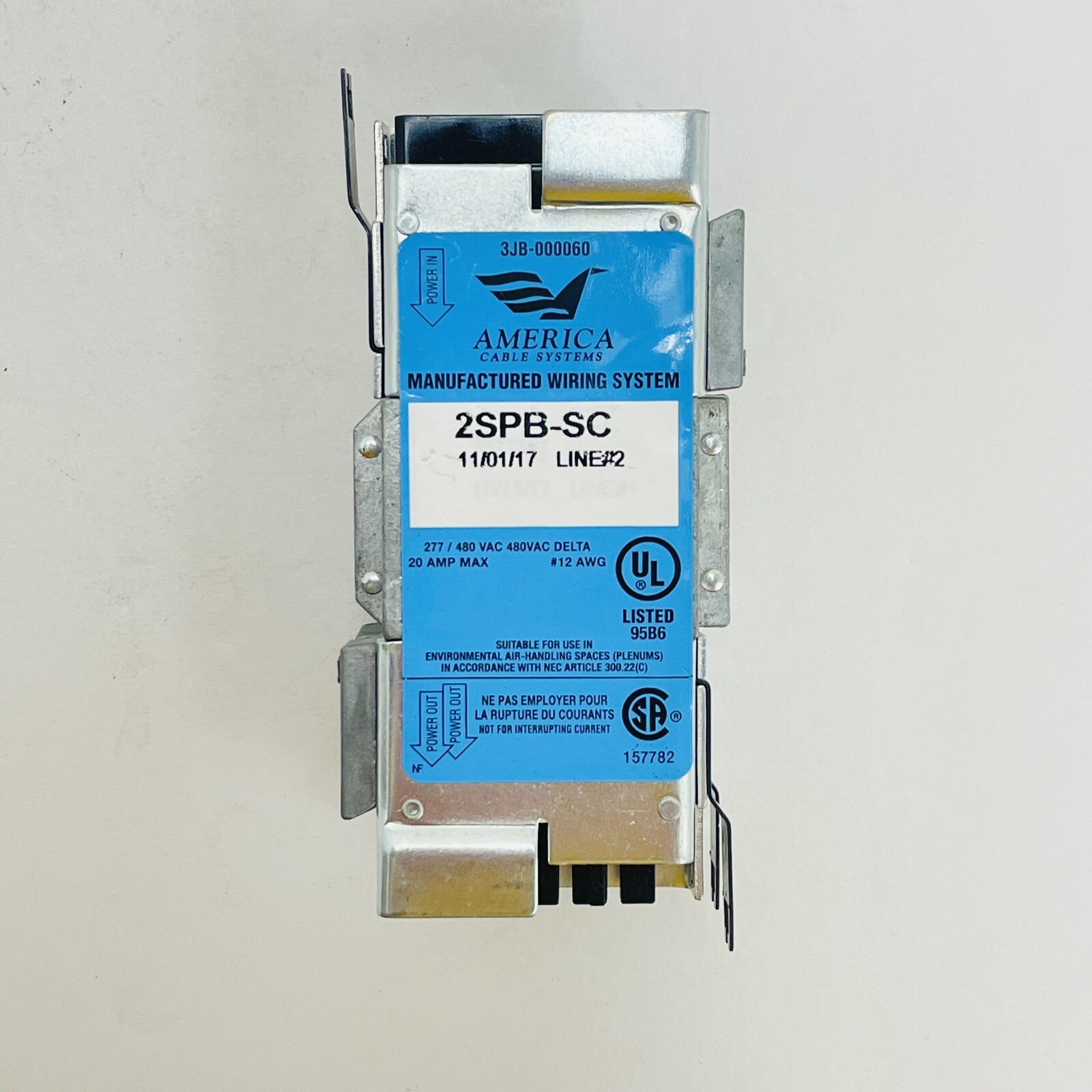 America Cable Systems ACS 2SPB-SC Modular Lighting Splitter 277V 20A 12AWG ~NEW~