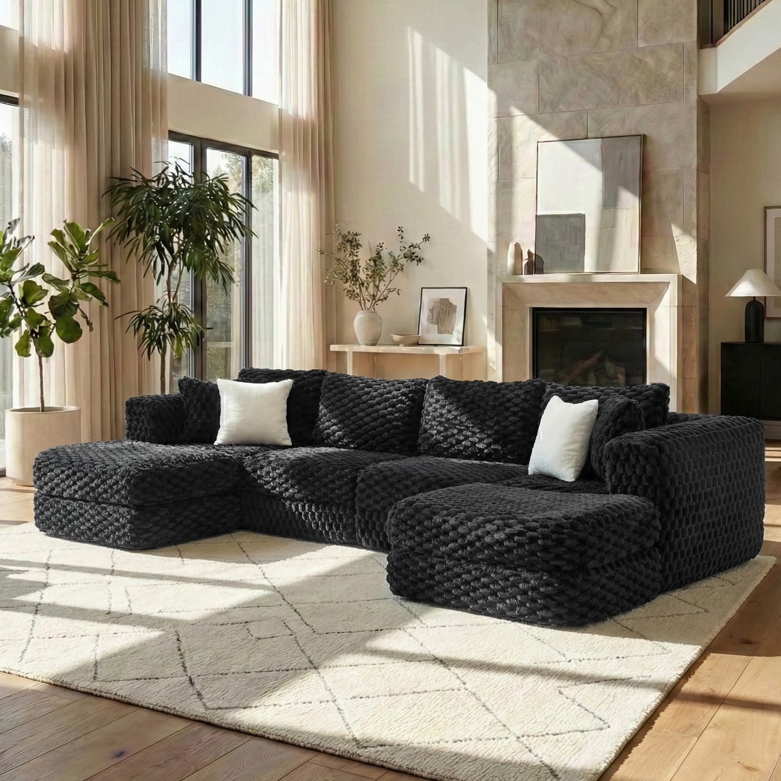 Modular Sectional Sofa 135.4" Boneless Sofa Couch Cozy Sectional Couch with Tw