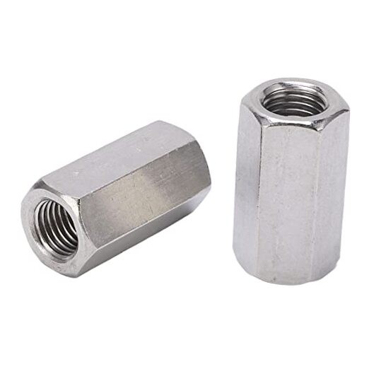 2-Pack M16x2 Hex Coupling Nuts (24mm OD, 48mm Length) - 304 Stainless Steel