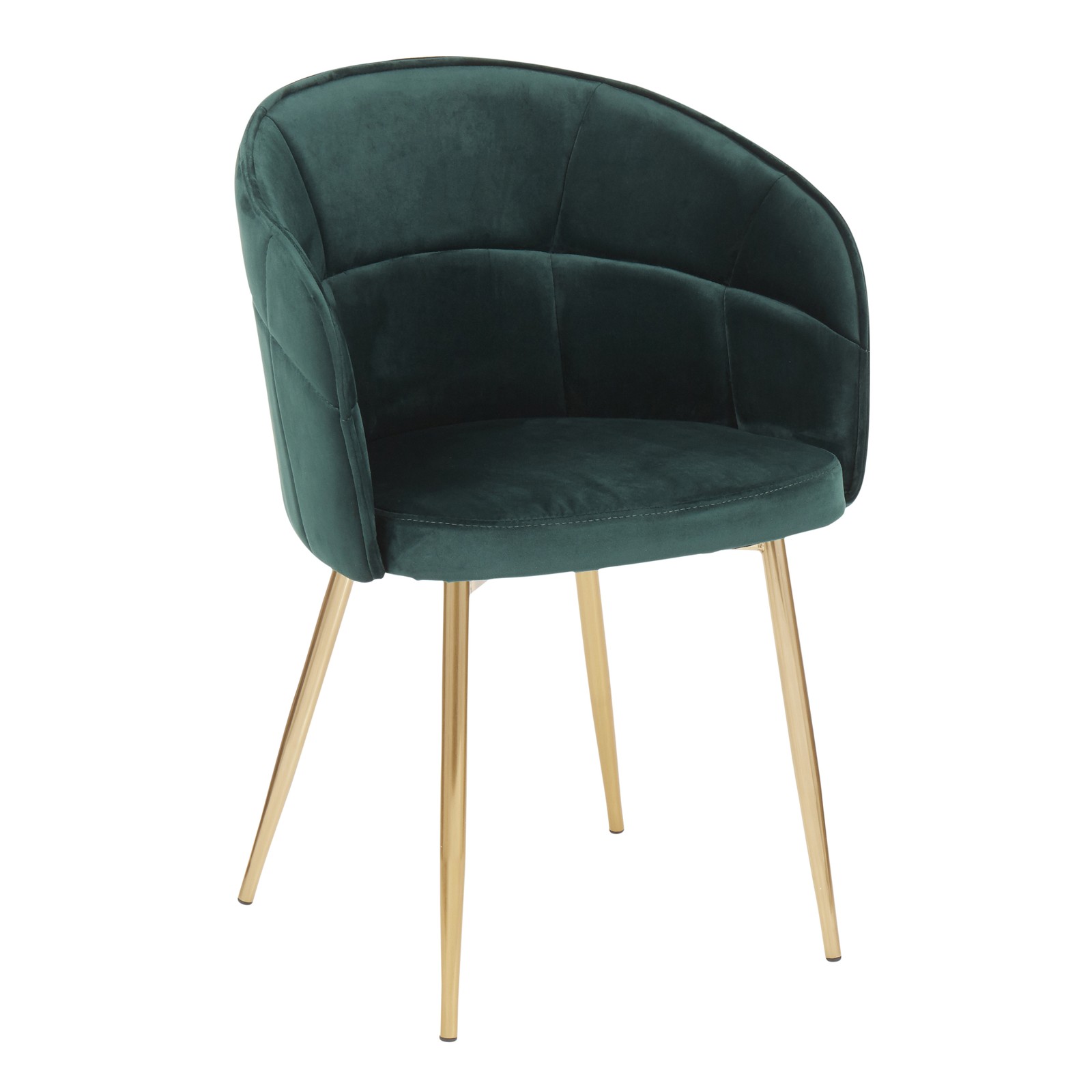 Lindsey Contemporary Chair in Gold Metal and Green Velvet by