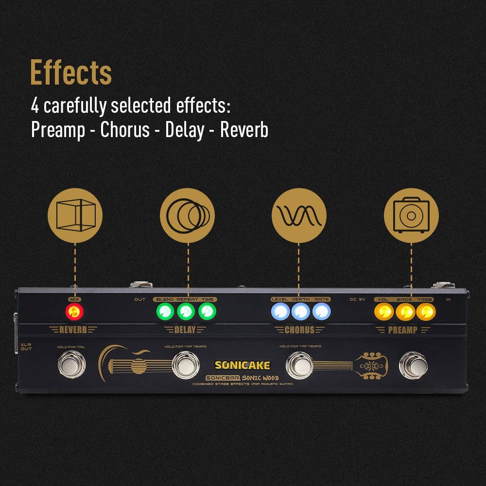 SONICAKE Acoustic Pedal Guitar Effect Acoustic Pedal Multi Effects Preamp Cho