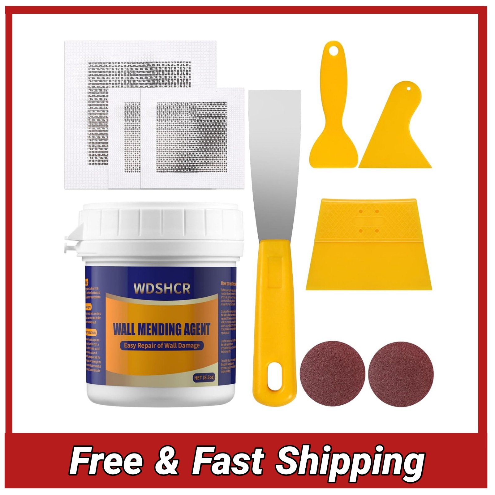 Drywall Repair Kit Wall Hole Patch Putty Spackle Paste Scraper 1 Pack