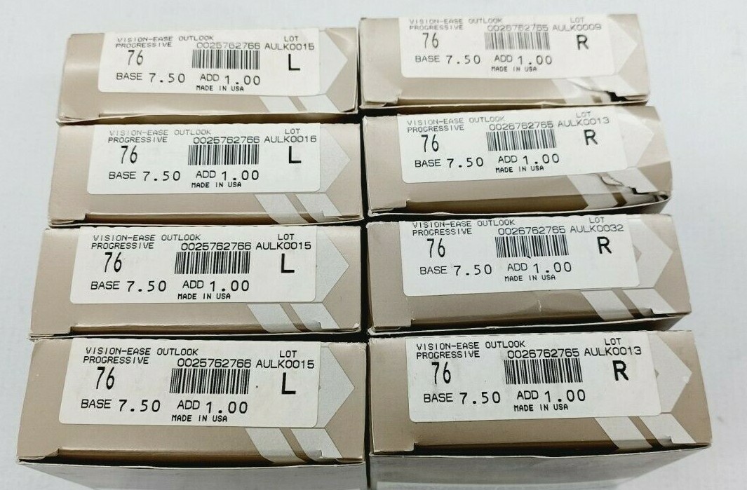 4 pair Progressive Transitions 7.50 base 1.00  add Vision Ease SEMI FINISHED