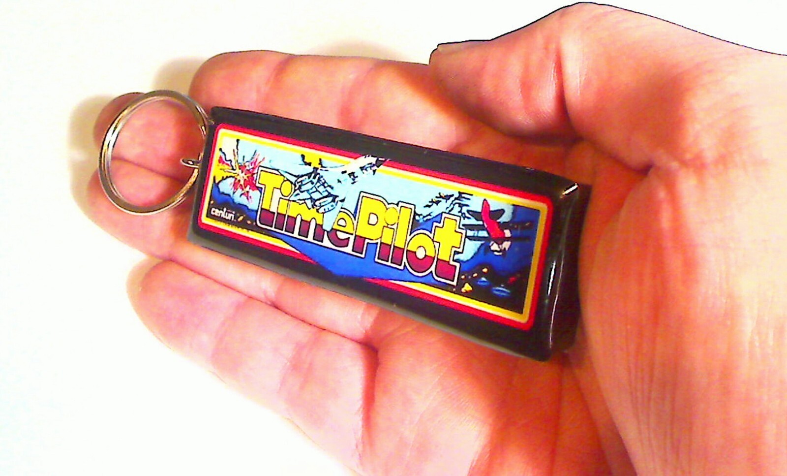 Time Pilot Arcade Marquee Coin Door accessory Keychain