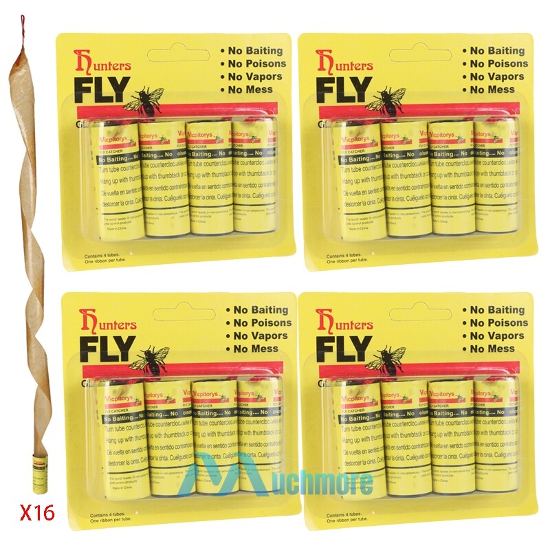 16 Rolls Sticky Fly Trap Paper Insect Bug Catcher Strip Fly Sticker Non Toxic