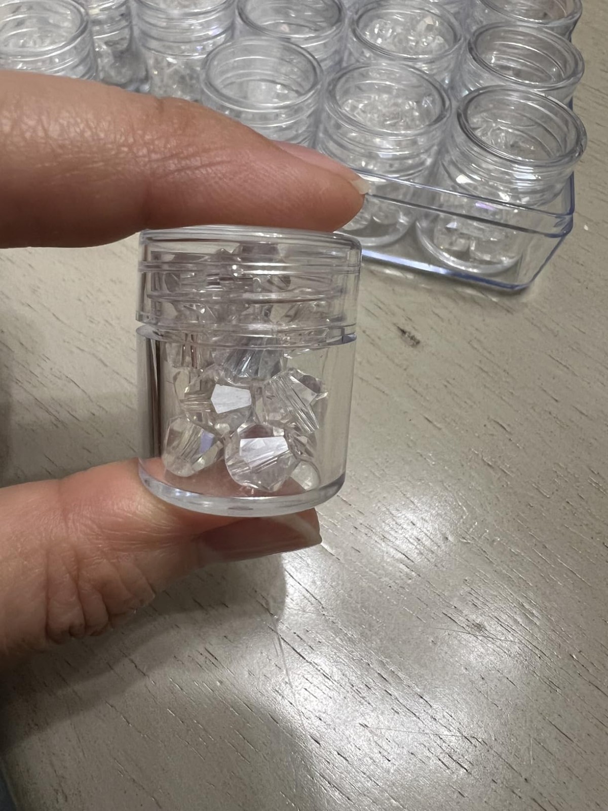 30 Clear Plastic Bead Storage Pot Jars Containers w/ Box for Craft Supplies