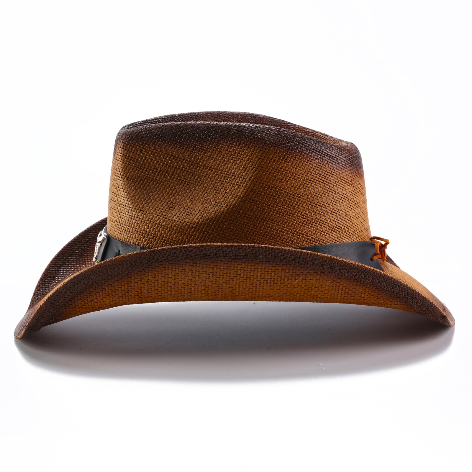 Men's and Women Western Bullhead Cattleman Crown Straw Cowboy Cowgirl Hat, Brown