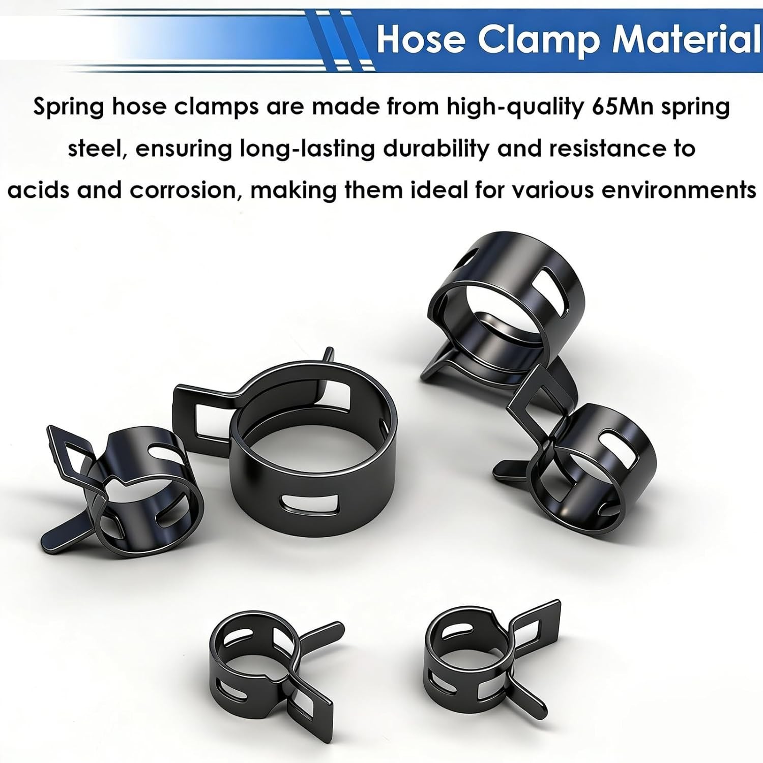 80 Spring Hose Clamps 7-18Mm Constant Tension for Fuel Line Vacuum Air Hose clip