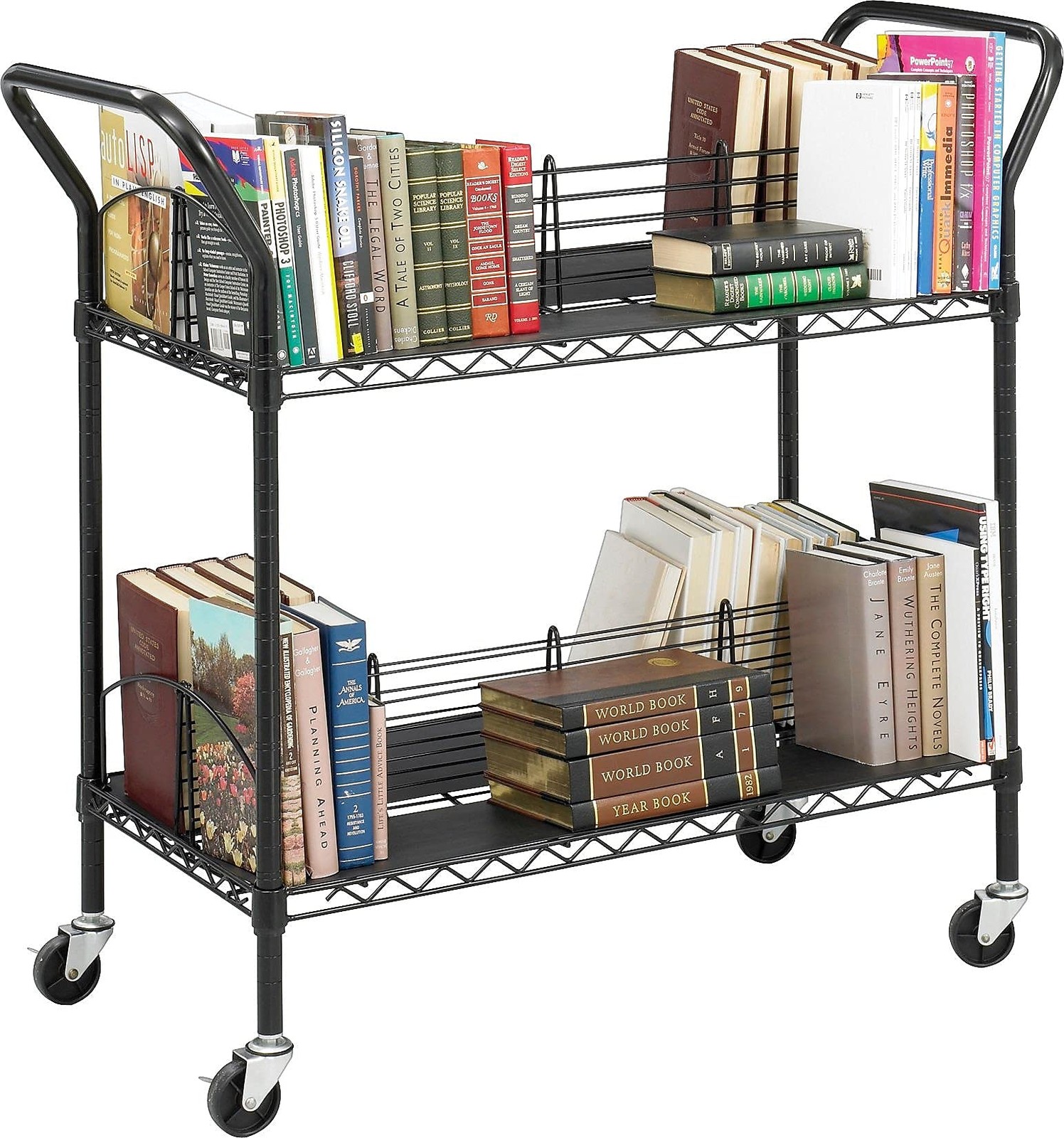 Safco Wire Stainless Steel Book Cart in Black