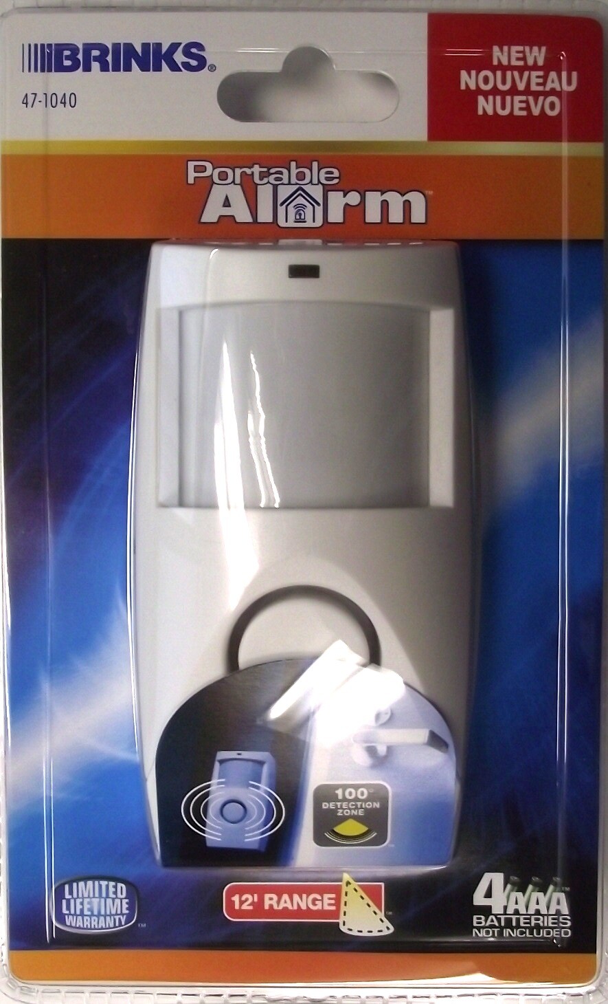BRINKS 47-1040 Portable Motion Sensor Security Alarm w/ 12' Range