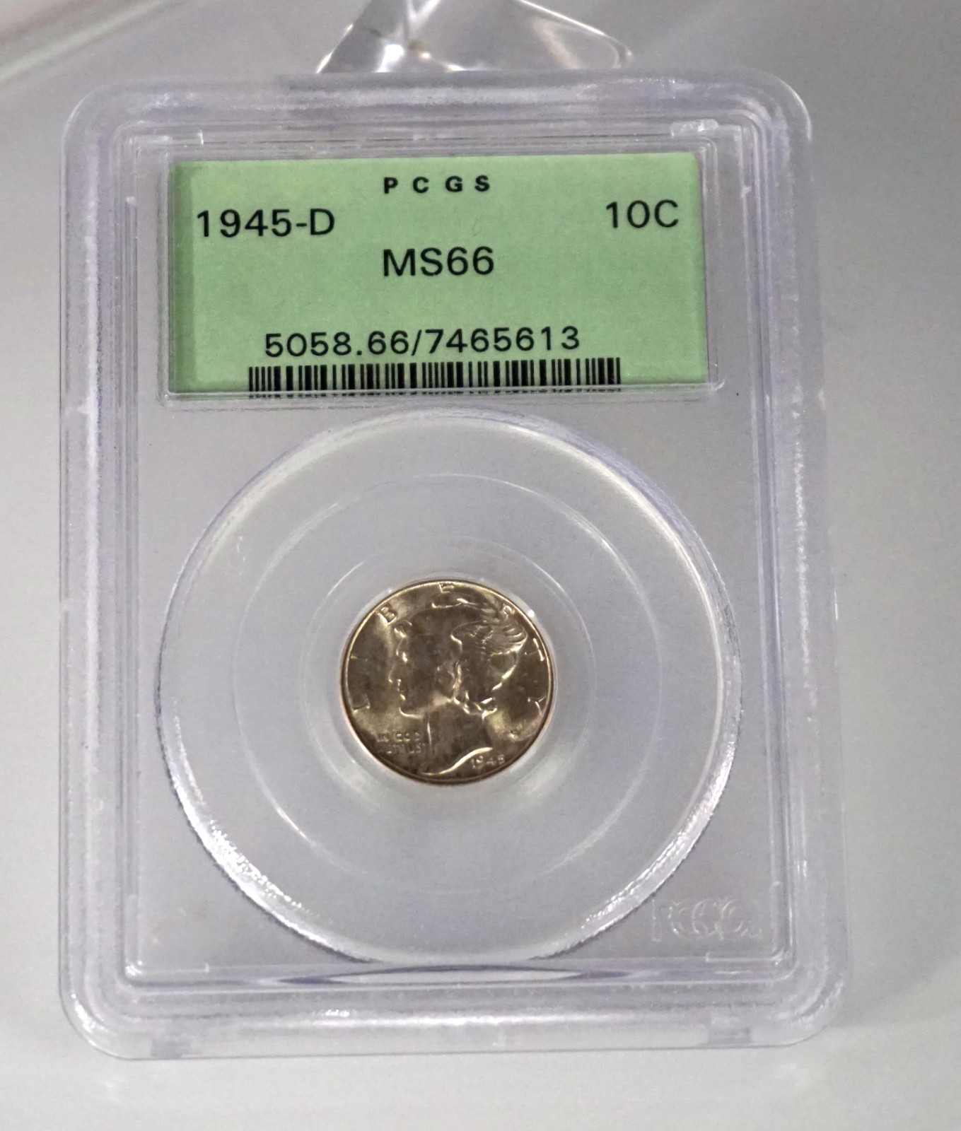 1945-D Mercury Dime PCGS MS66 Old Green Holder OGH Blast White