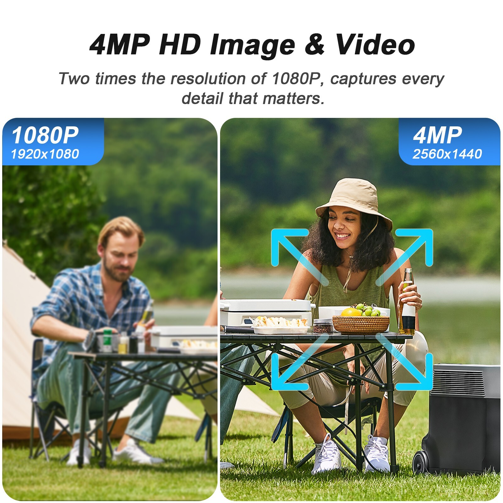 2K 4MP Solar Security Camera Outdoor Home Surveillance PIR 2-Way Talk + 64GB