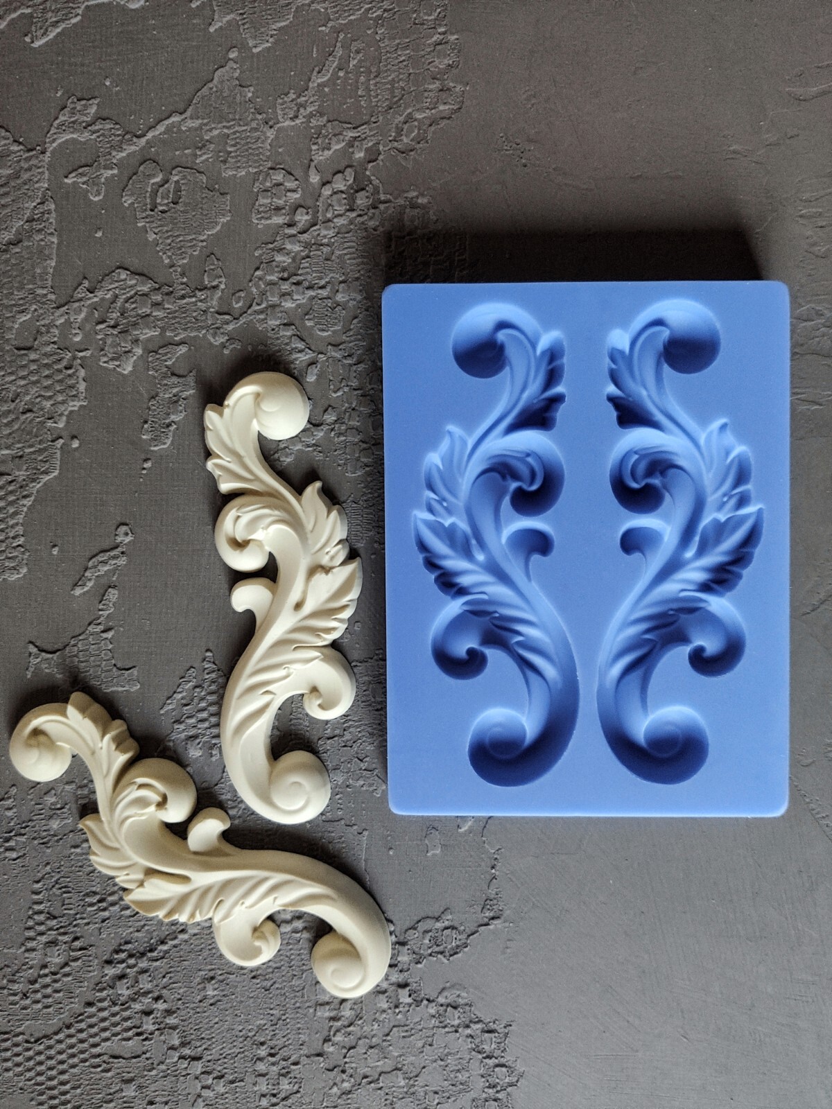 Silicone mold for ornate scrolls ornaments, furniture appliques