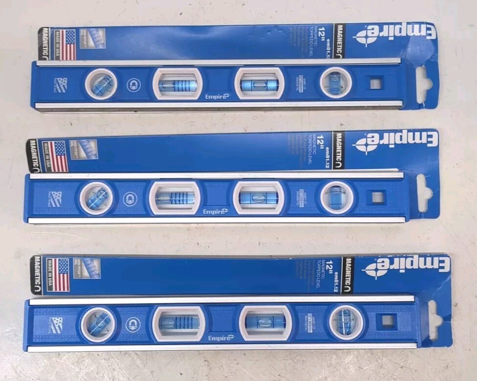 LOT OF 3 Empire EM81.12 12" Torpedo Magnetic Level Aluminum