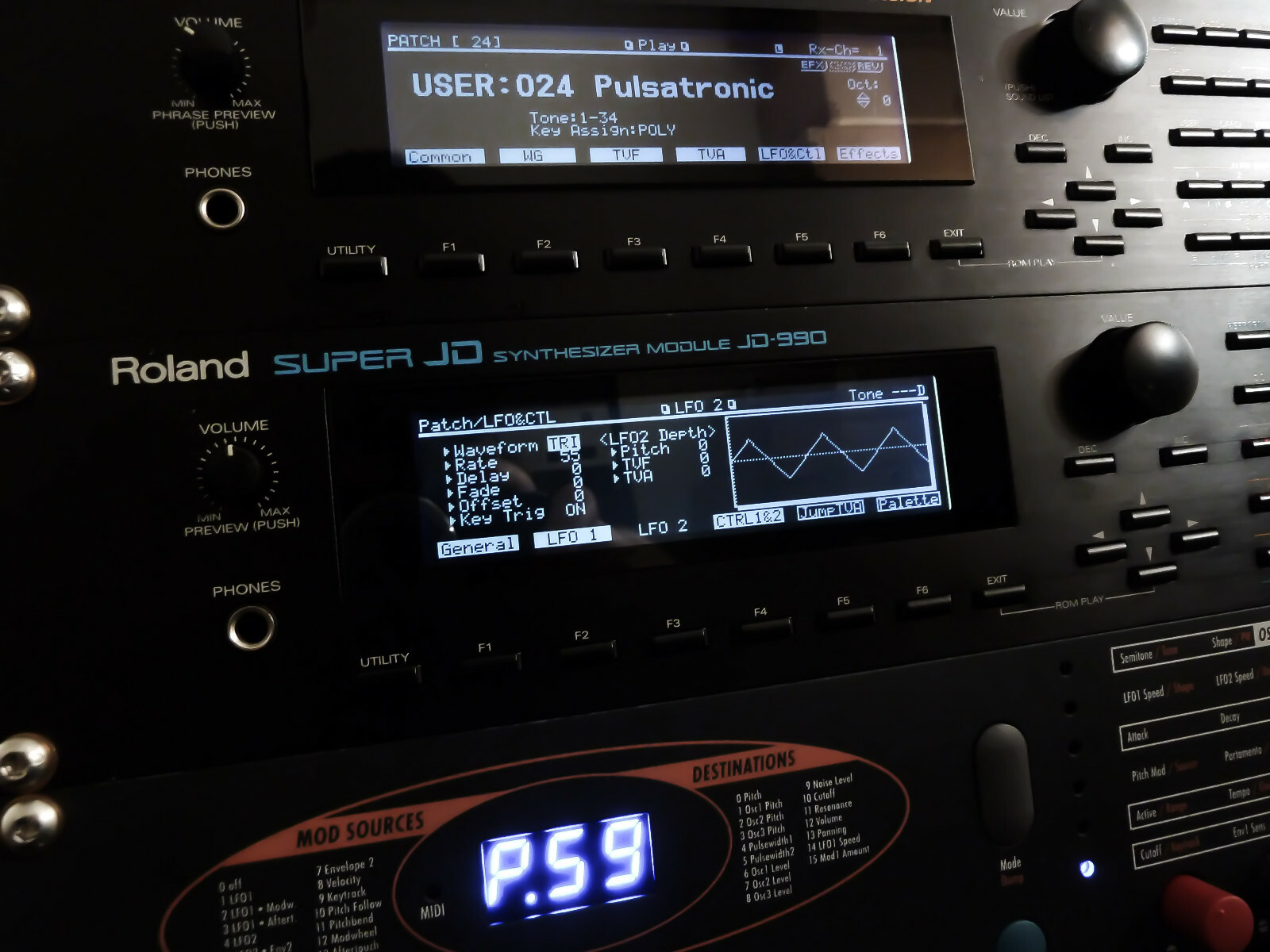 Roland JD-990 Custom LUX (Negative) LED Display !