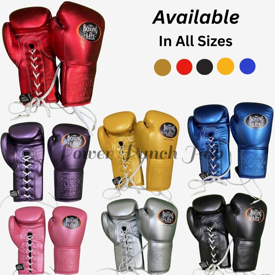 No Boxing No Life Boxing Gloves Lace-Up Pro Sparring 8oz-18oz
