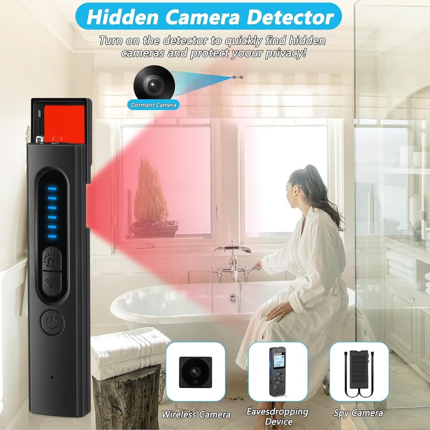 Compact Multi-Purpose Bug Detector & GPS Tracker Finder - Wireless Security