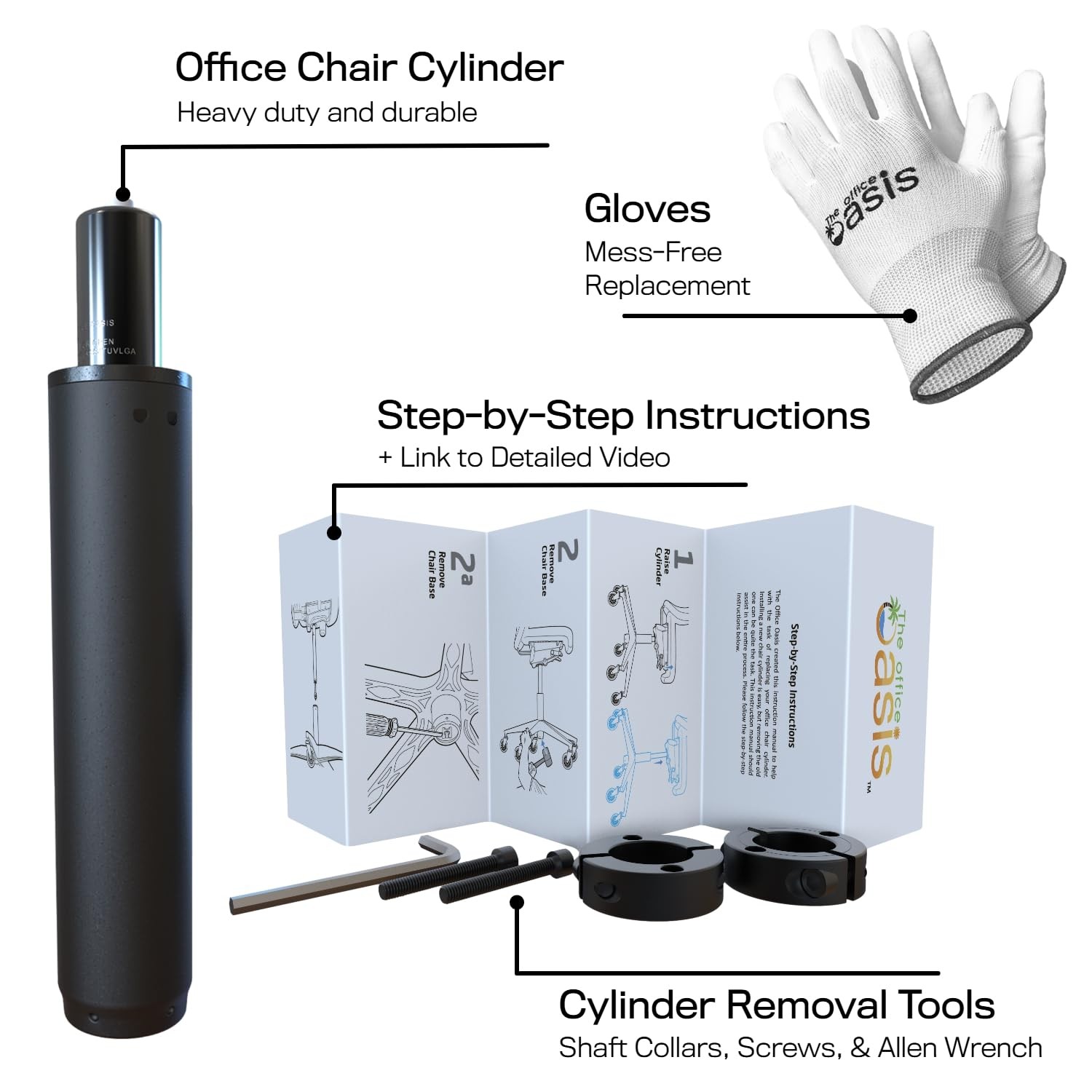 Office Chair Cylinder Replacement with Removal Tool As Seen On PBS Heavy Dut...