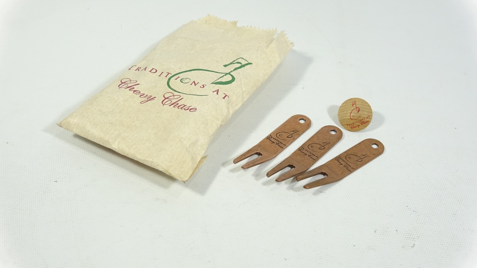 3 Lake County IL Traditions At Chevy Chase Golf Divot Tool -Ball Marker Gift Bag