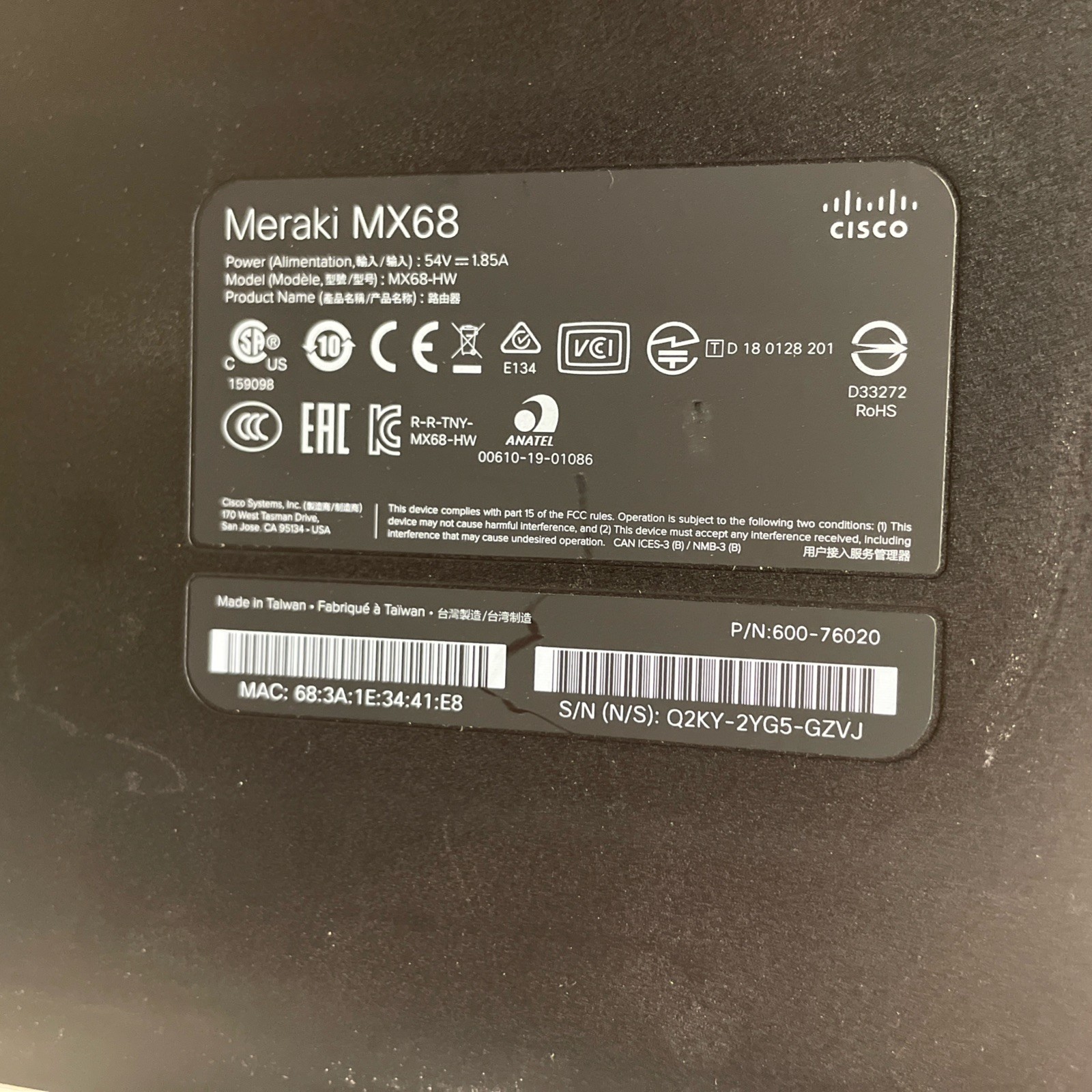 Cisco Meraki MX68