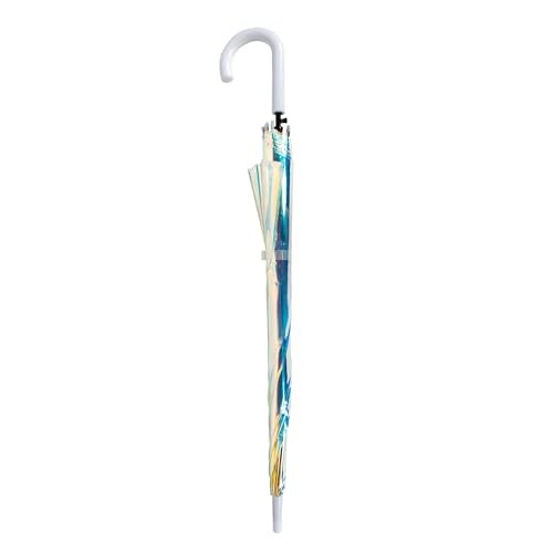 Iridescent Stick Umbrella, 50" Canopy Coverage, Crook Handle