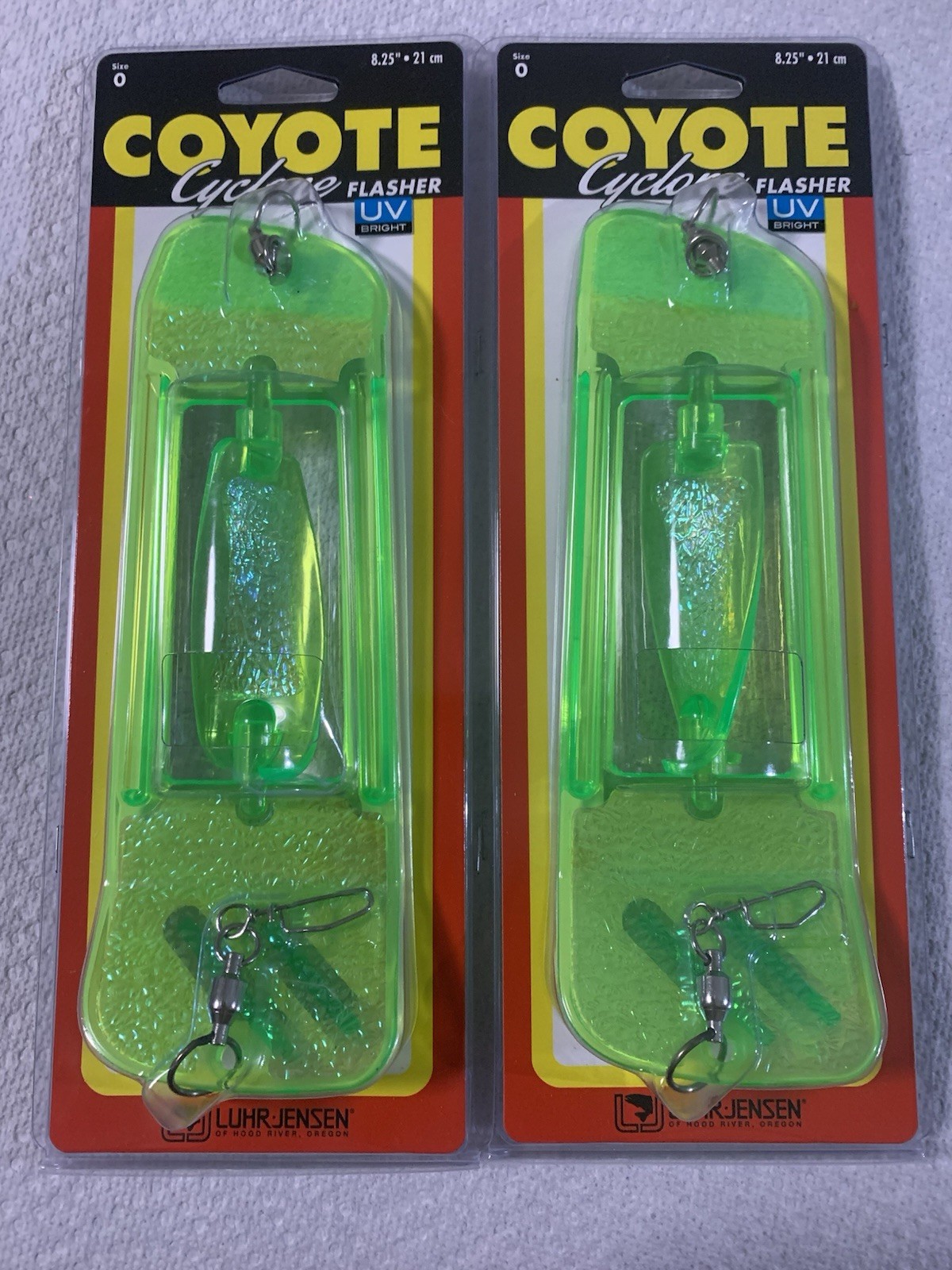 (LOT OF 2) LUHR JENSEN COYOTE CYCLONE FLASHER 8.25" FISH CANDY MOON JELLY NIP