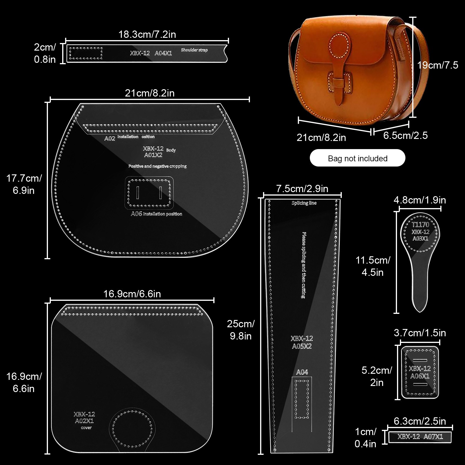 Handmade Gift for Couples Vintage Shoulder Bag Acrylic Leather Pattern Template