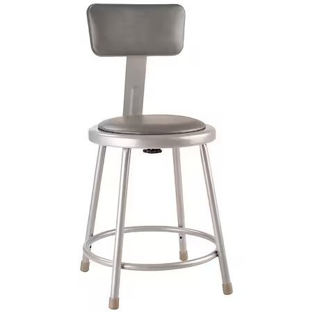 National Public Seating 6418B Round Stool With Backrest, Height 18"Gray