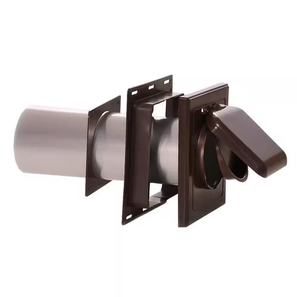 No-Pest Dryer Vent Cover 4 In Dual Door Outdoor Wall Exhaust Brown Pest Guard