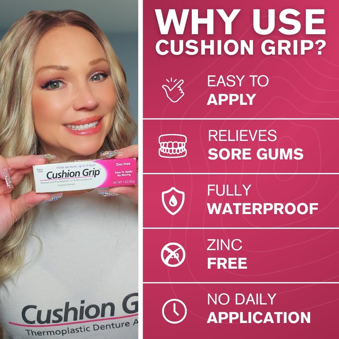 Comfortable Thermoplastic Denture Adhesive – Waterproof & Easy Application 1 oz
