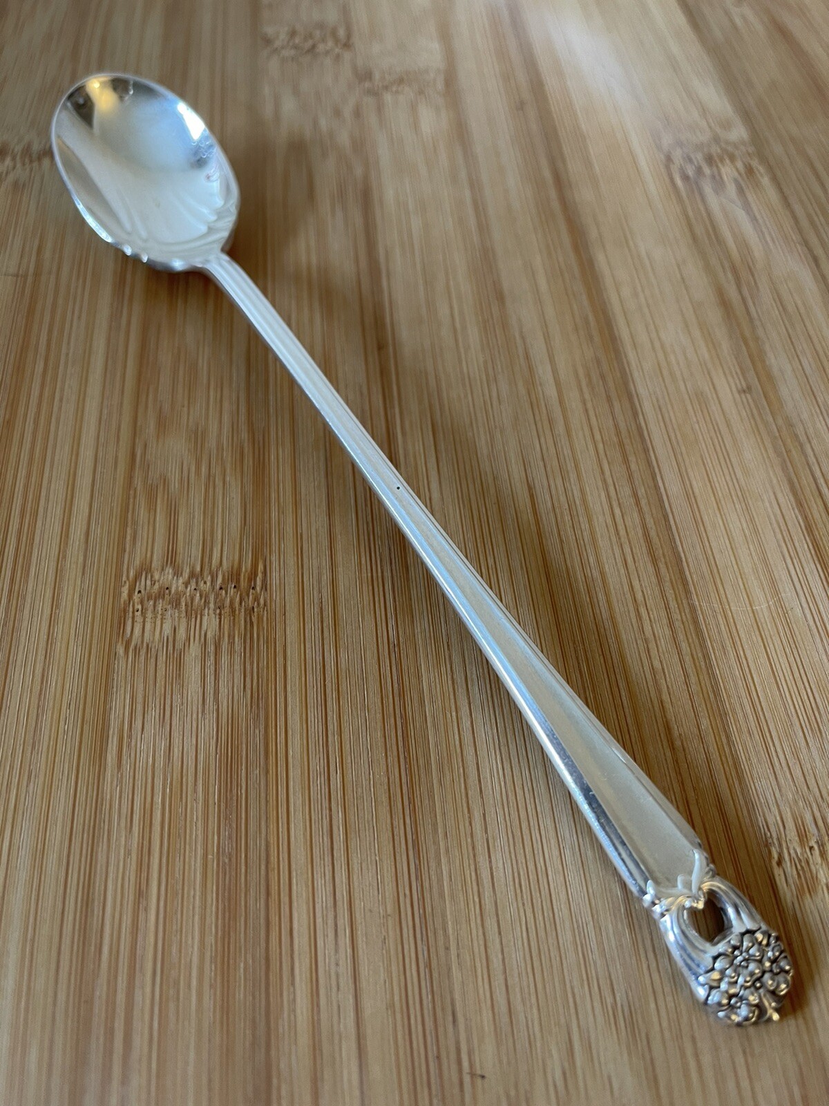 1847 Rogers Bros IS Silverplate Pierced ETERNALLY YOURS Iced Tea Spoon 7.5”