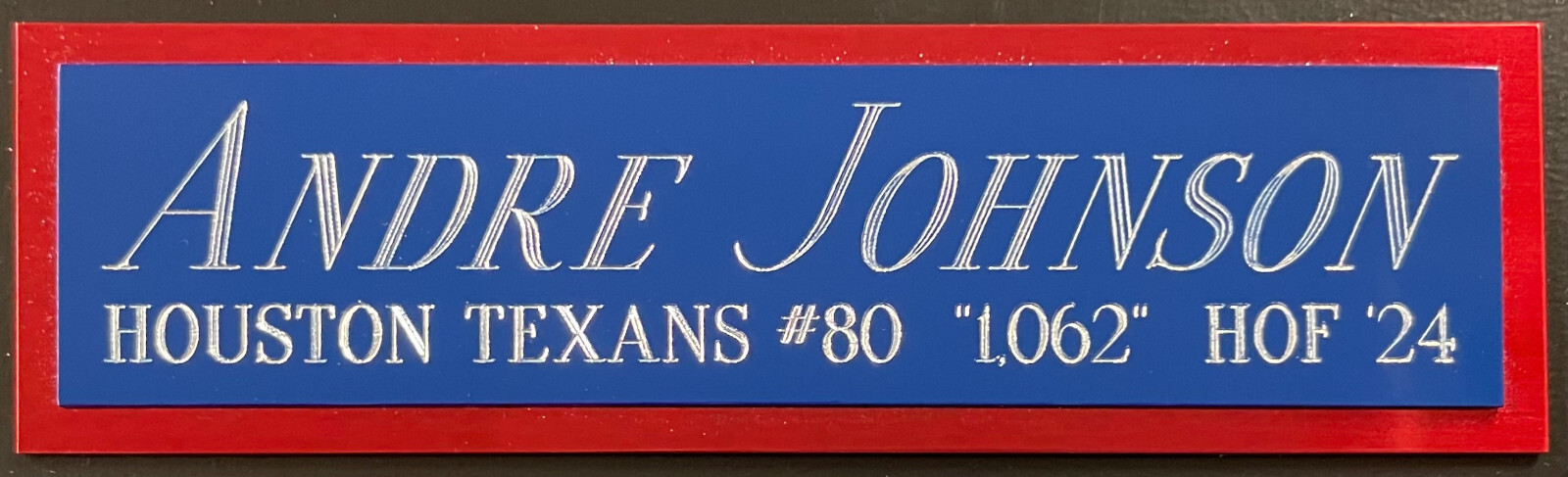 ANDRE JOHNSON HOUSTON TEXANS NAMEPLATE FOR AUTOGRAPHED SIGNED FOOTBALL JERSEY