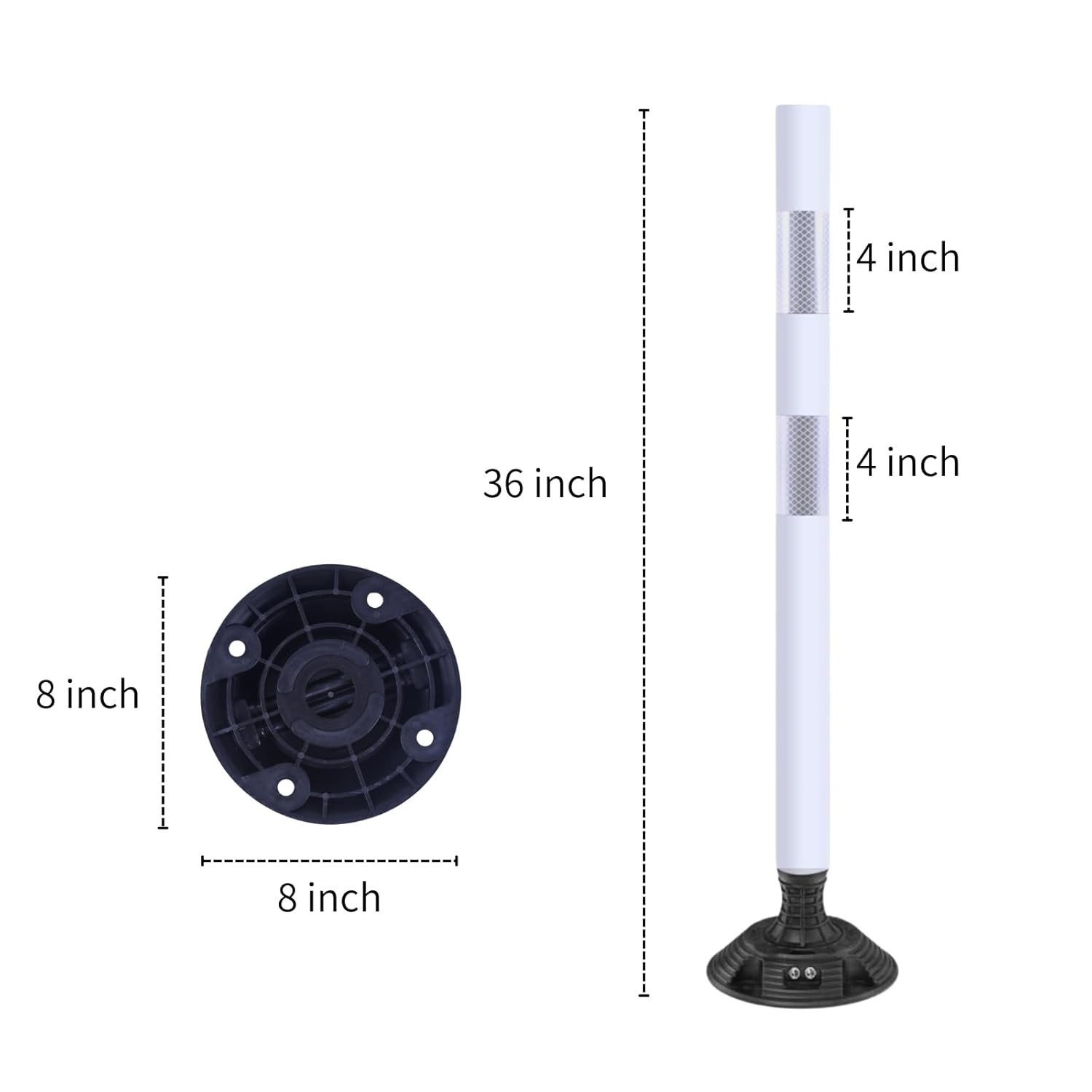 8Pack 36inch White Traffic Delineator Posts High Visibility Reflective Safety