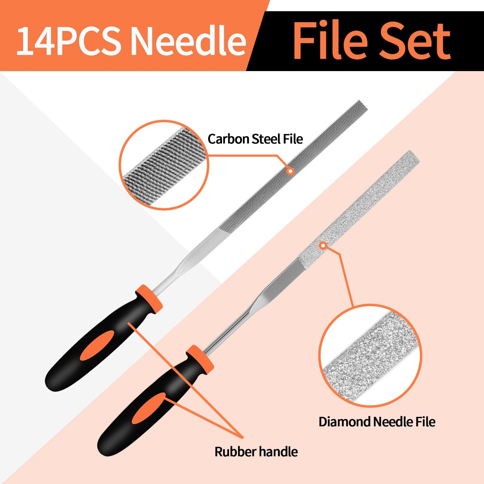 KUZURYU 14PCS Needle File Set - Small Diamond Files with 6 Jewelers Files 6 ...
