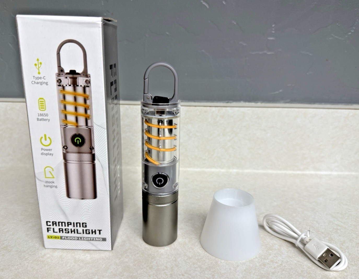 USB Charging ~ Portable LED Flashlight / Flood Lighting / Lamp for Camping